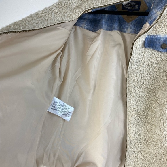 Pendleton Wool Blend Fuzzy Teddy Full Zip Cream Cozy‎ Warm Pockets Jacket Small - Picture 9 of 16